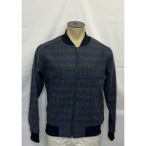 Impatient Wolves Bomber Jacket Wool Blend Polyester Lined Blue Men Size Medium